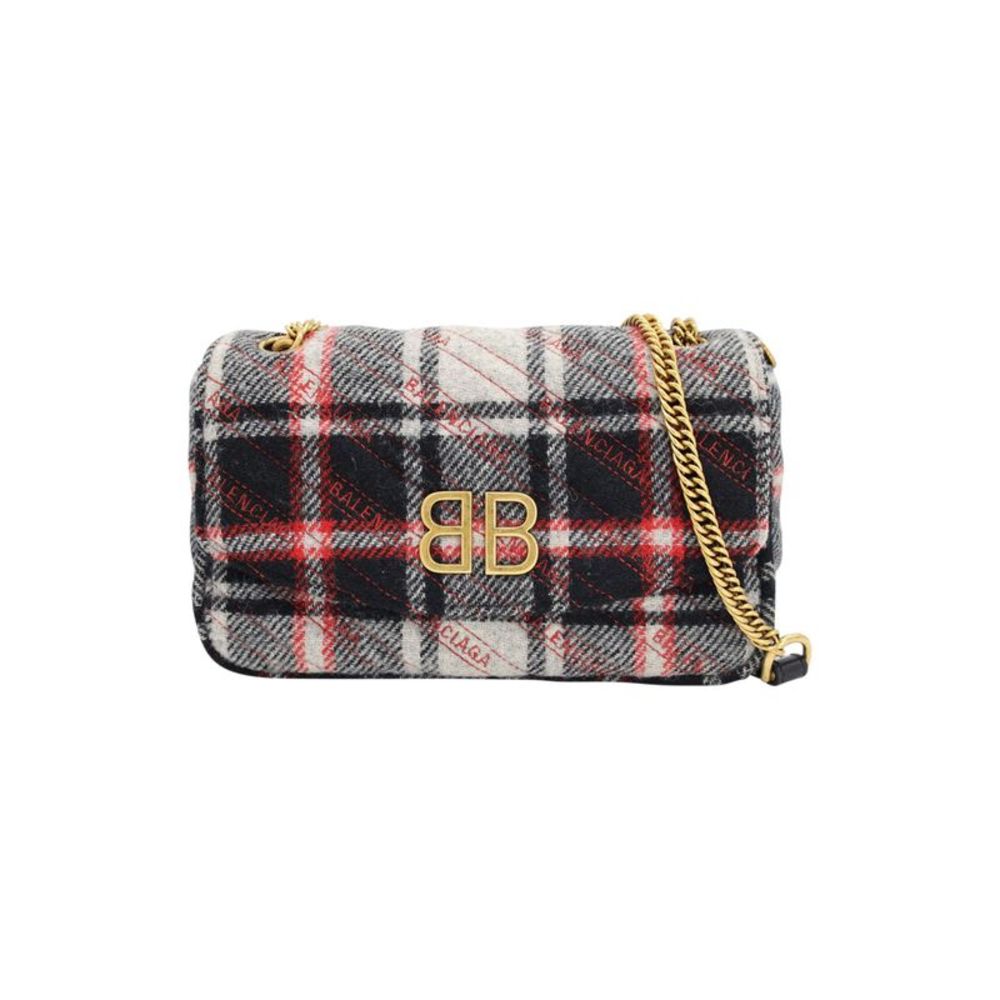 Balenciaga BB Round S Shoulder Bag in Black White Red Tweed